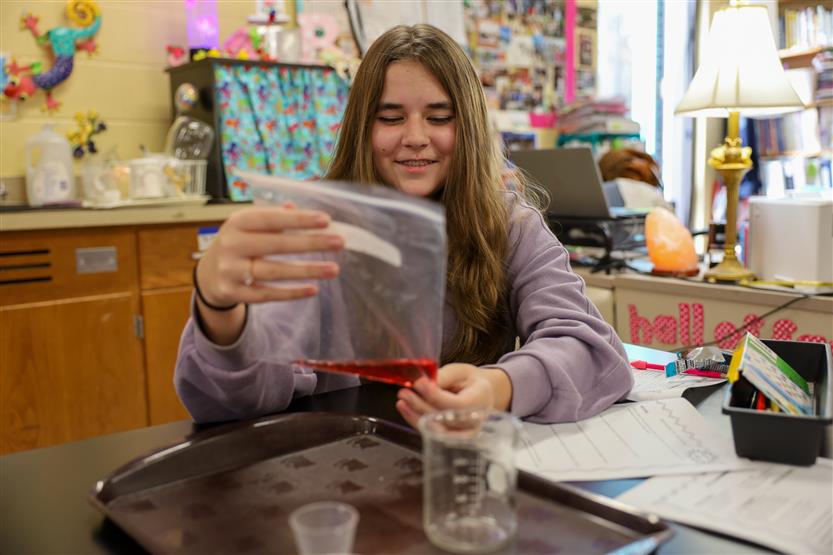 Grassland Middle students in science class